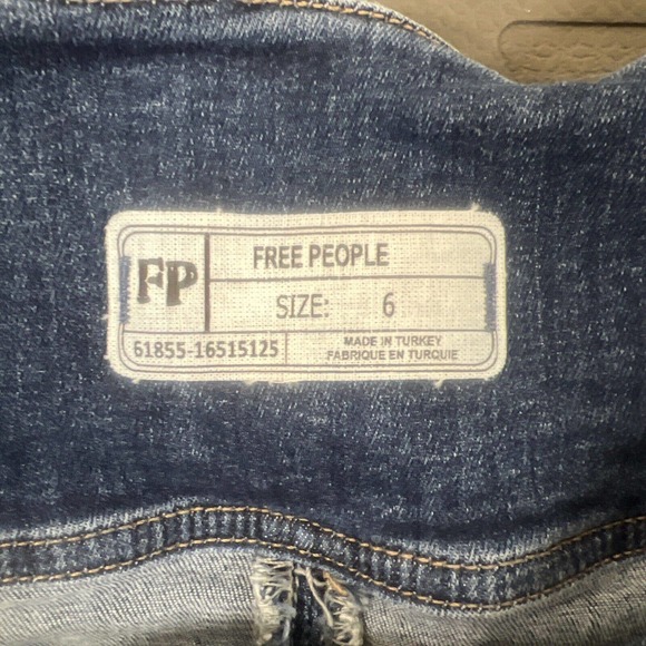 Free People Denim Skirt Womens 6 Blue Jean Stretch Mini Skirt Lace up Front FS - Picture 7 of 10